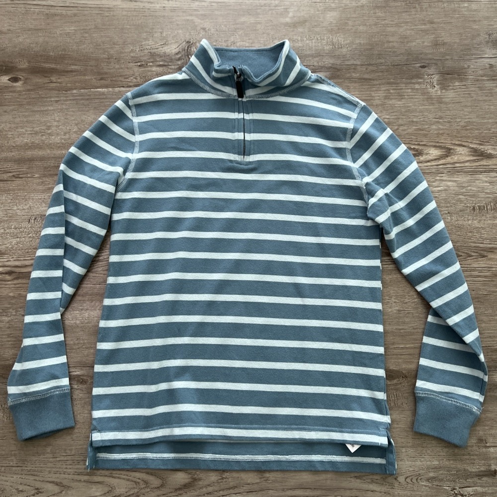 J Crew Crewcuts Quarter Zip Pullover Boys L Blue Stripe Knit NWT